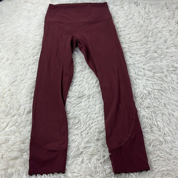 Lululemon Align Scalloped Hem High-Rise Crop 23" Red Merlot - Picture 1 of 6